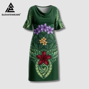 Tropical Heritage Drape Neck Dress